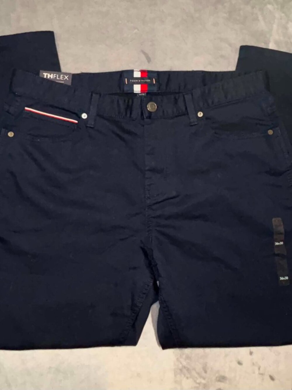 NWT Tommy Hilfiger THFLEX Pants Navy Blue Men's 36x30 XM03572 Chino Pants $80